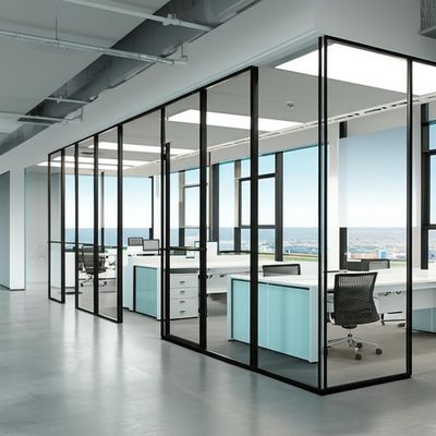अच्छी कीमत Single Glazed Office Glass Partition Wall with Sound Insulation and 108mm/90mm Thickness for Panoramic System ऑनलाइन